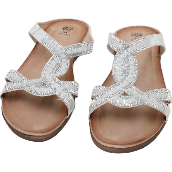 GC Shoes Alora Embellished Slide Sandals Sparkle Silver US 10M EU 42 - Picture 5 of 6